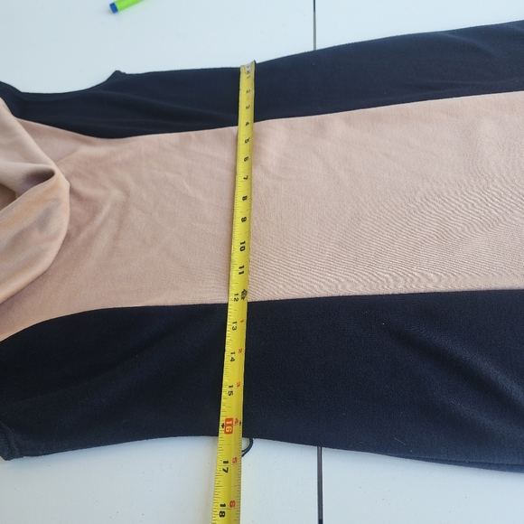 SPENCE Women's Dress Colorblock Tan Black Sheath Panel Detail Sleveless Sz 8 - Picture 4 of 12